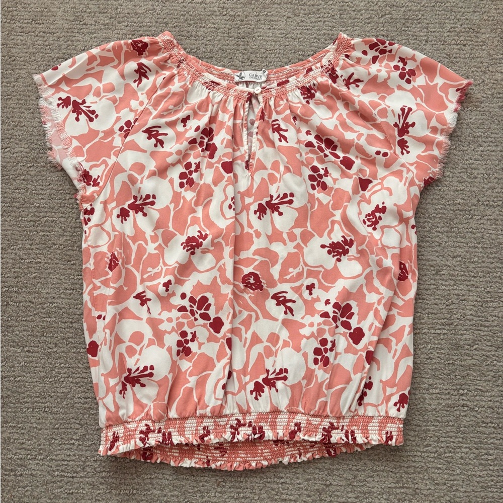 Carve design floral Pink and Red Blouse